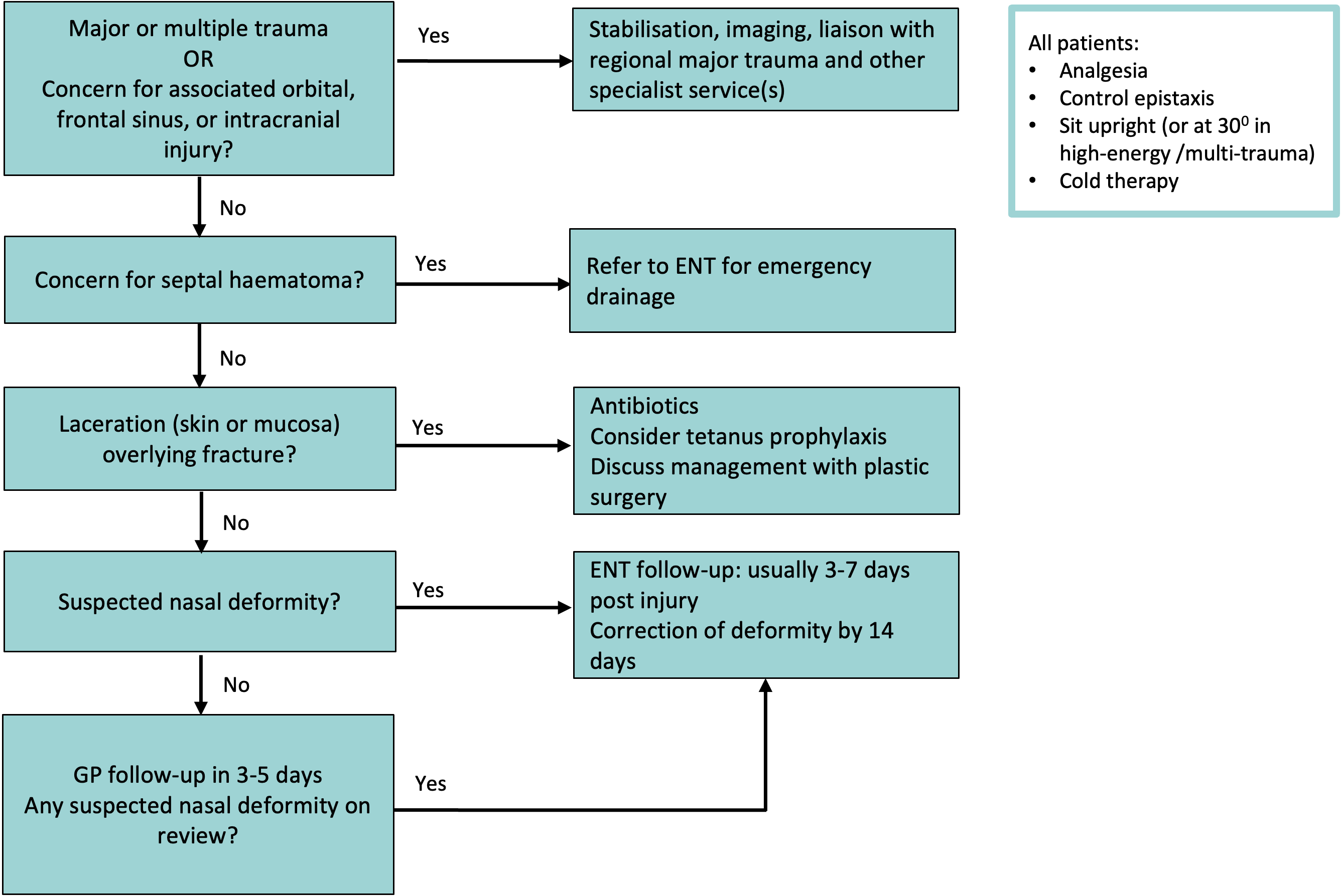 nasal fracture flowchart